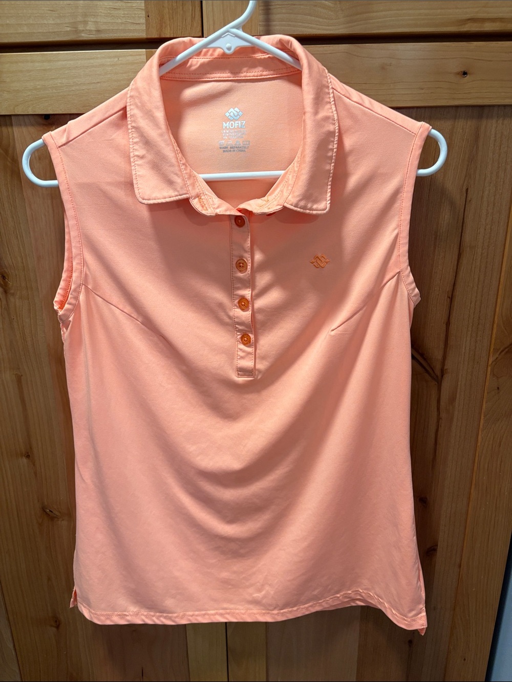 Moriz Sleeveless Polo Tank in Peachy Coral